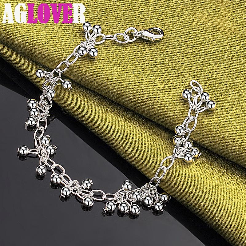 Ювелирные изделия из стерлингового серебра 925 пробы с гладким ярким шариком и шариком-цепочкой 20cm