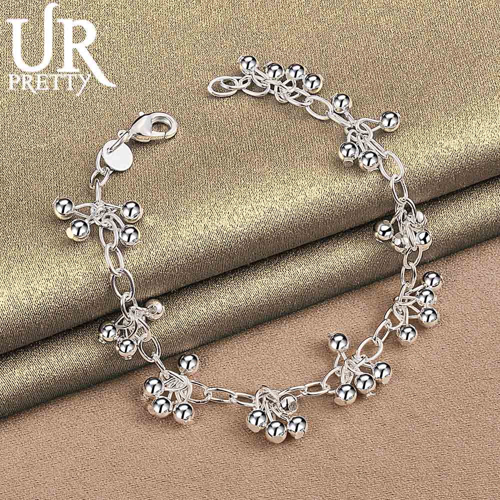 Ювелирные изделия из стерлингового серебра 925 пробы с гладким ярким шариком и шариком-цепочкой 20CM