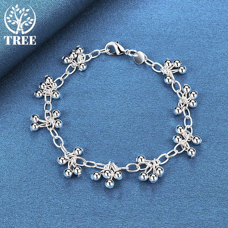 Ювелирные изделия из стерлингового серебра 925 пробы с гладким ярким шариком и шариком-цепочкой